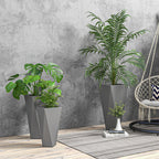 Set of 3 Tall Planters, 28.75", 24.5", 20.5", MgO Indoor Outdoor Planters with Drainage Holes, Stackable Flower Pots for Garden, Patio, Balcony, Front Door, Gray