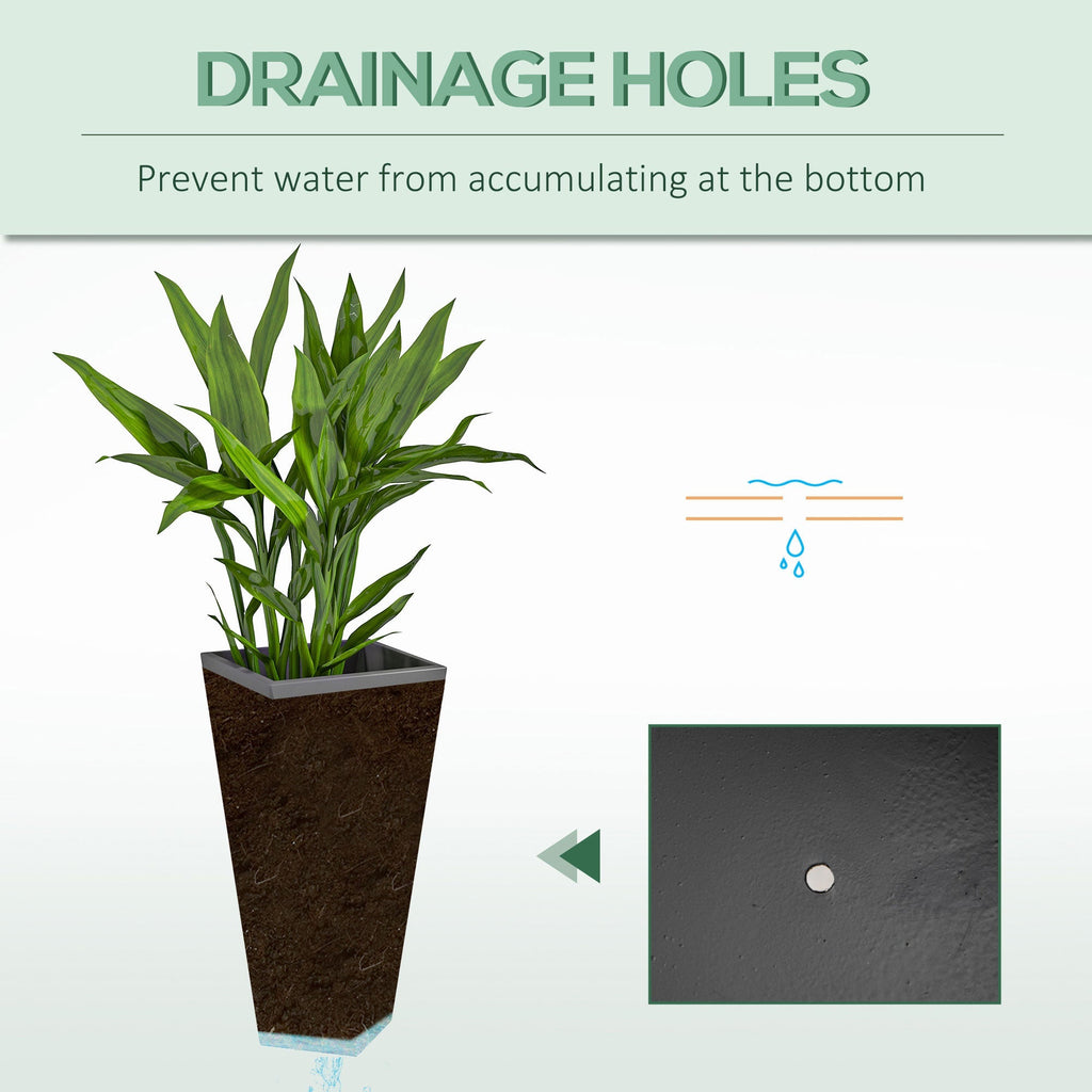 Set of 3 Tall Planters, 28.75", 24.5", 20.5", MgO Indoor Outdoor Planters with Drainage Holes, Stackable Flower Pots for Garden, Patio, Balcony, Front Door, Gray