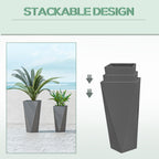 Set of 3 Tall Planters, 28.75", 24.5", 20.5", MgO Indoor Outdoor Planters with Drainage Holes, Stackable Flower Pots for Garden, Patio, Balcony, Front Door, Gray
