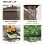 12' x 10' Patio Gazebo with Double Tier Roof and Netting Sidewalls, Brown