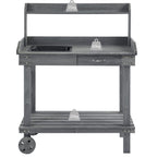 36" Wooden Potting Bench with Sink & Removable Wheels, Gray
