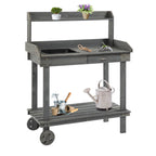 36" Wooden Potting Bench with Sink & Removable Wheels, Gray