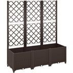 Raised Garden Bed with Trellis and Drain Plugs for Climbing Plants and Flowers, Brown