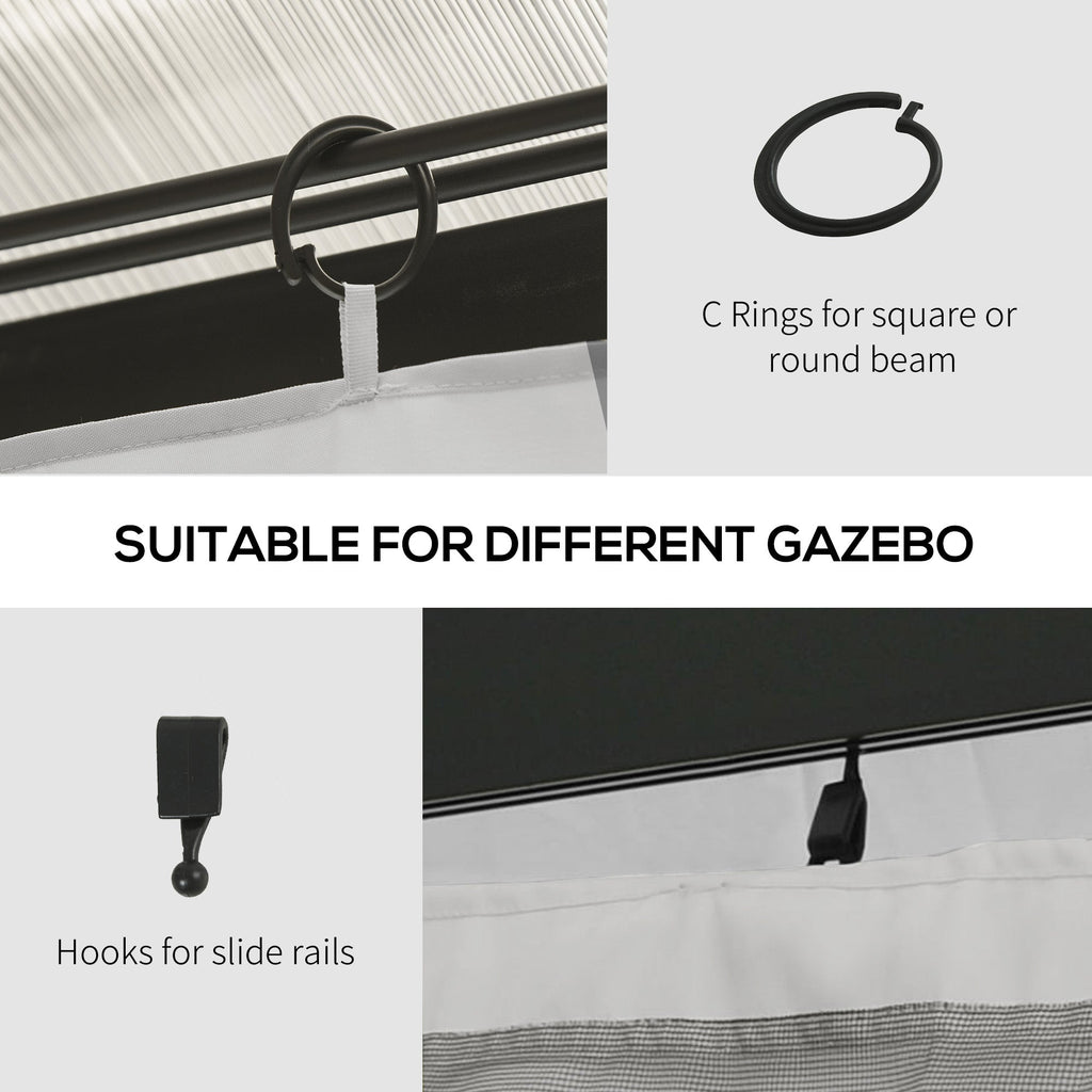 10' x 12' Universal Gazebo Sidewall Set (4 Panels) with Hooks, Light Grey