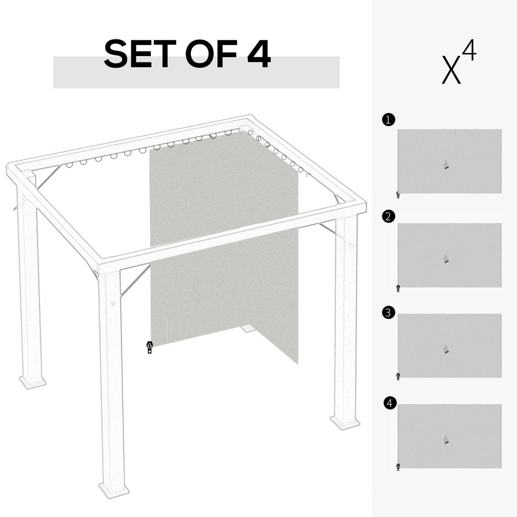 10' x 12' Universal Gazebo Sidewall Set (4 Panels) with Hooks, Light Grey