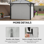10' x 12' Universal Gazebo Sidewall Set (4 Panels) with Hooks, Light Grey