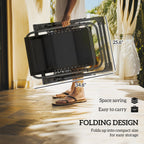 2-Piece Reclining Folding Lounge Chair with Cushion, Headrest & Side Tray, Black
