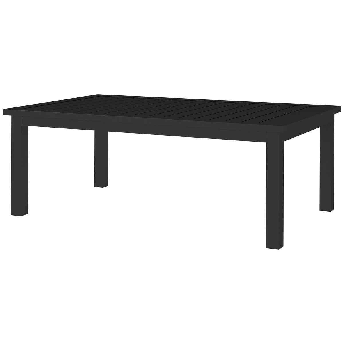 Aluminium Patio Side Table with Wood Grain Effect & Slat Tabletop, 100cm x 60cm, Black