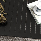 Aluminium Patio Side Table with Wood Grain Effect & Slat Tabletop, 100cm x 60cm, Black