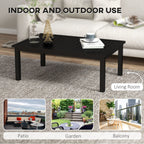 Aluminium Patio Side Table with Wood Grain Effect & Slat Tabletop, 100cm x 60cm, Black