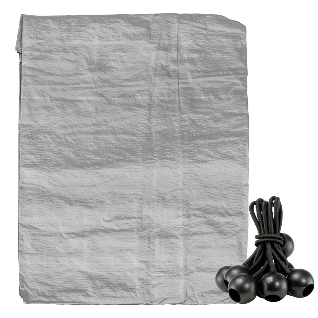 Grey S-Grade Tarpaulin with 10 x Bungee Balls (Black)