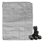 Grey S-Grade Tarpaulin with 10 x 6" Bungee Balls (Black)