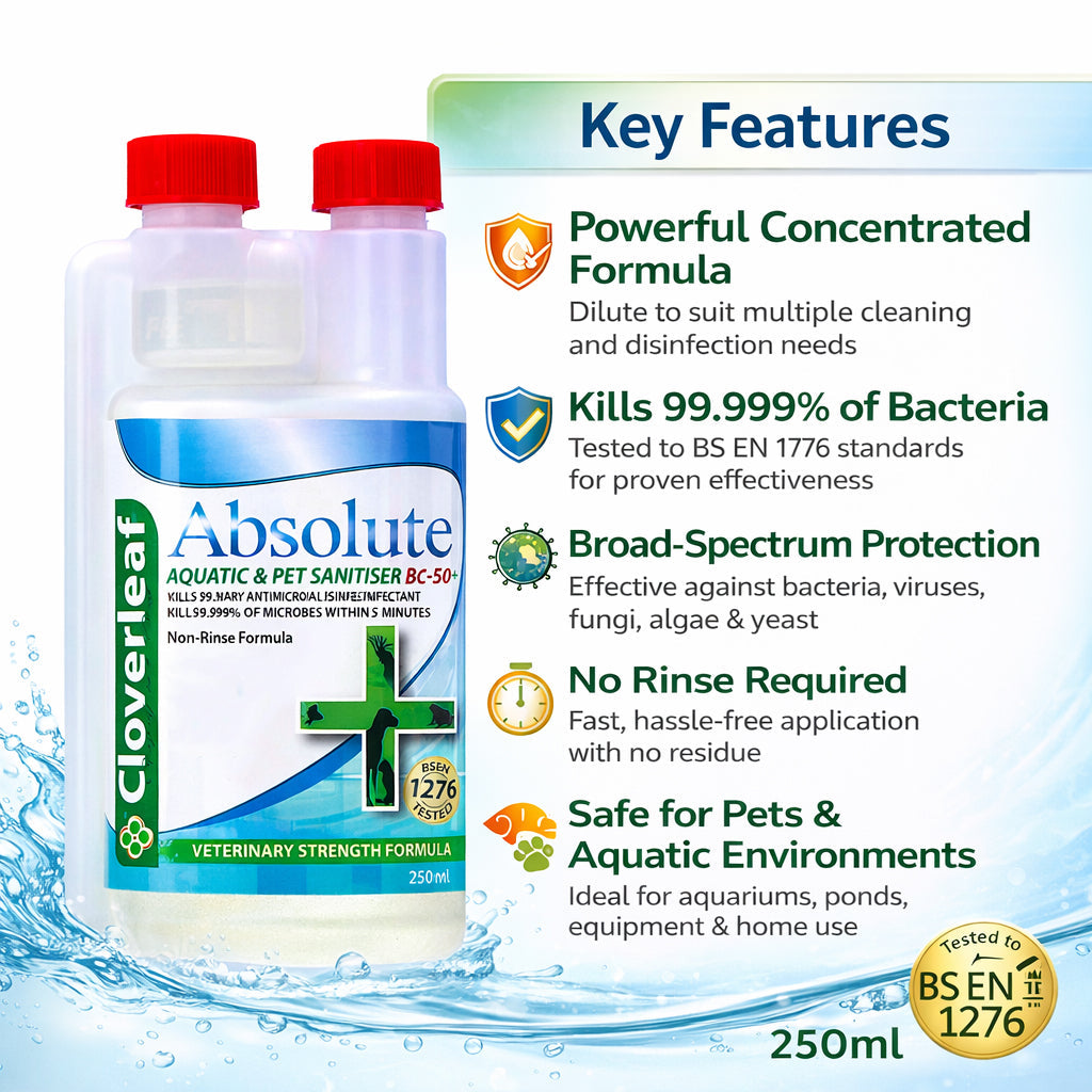 Cloverleaf Absolute Aquatic Pet Sanitiser BC-50+ Concentrated Disinfectant
