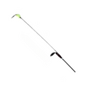 Thorne Bros. Ice Rod Guide Sets and Tripwires displayed on a lightweight black fishing rod designed for ice fishing, featuring a curved tip with a bright indicator and adjustable line guides.