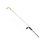 Thorne Bros. Ice Rod Guide Sets and Tripwires displayed on a lightweight black fishing rod designed for ice fishing, featuring a curved tip with a bright indicator and adjustable line guides.