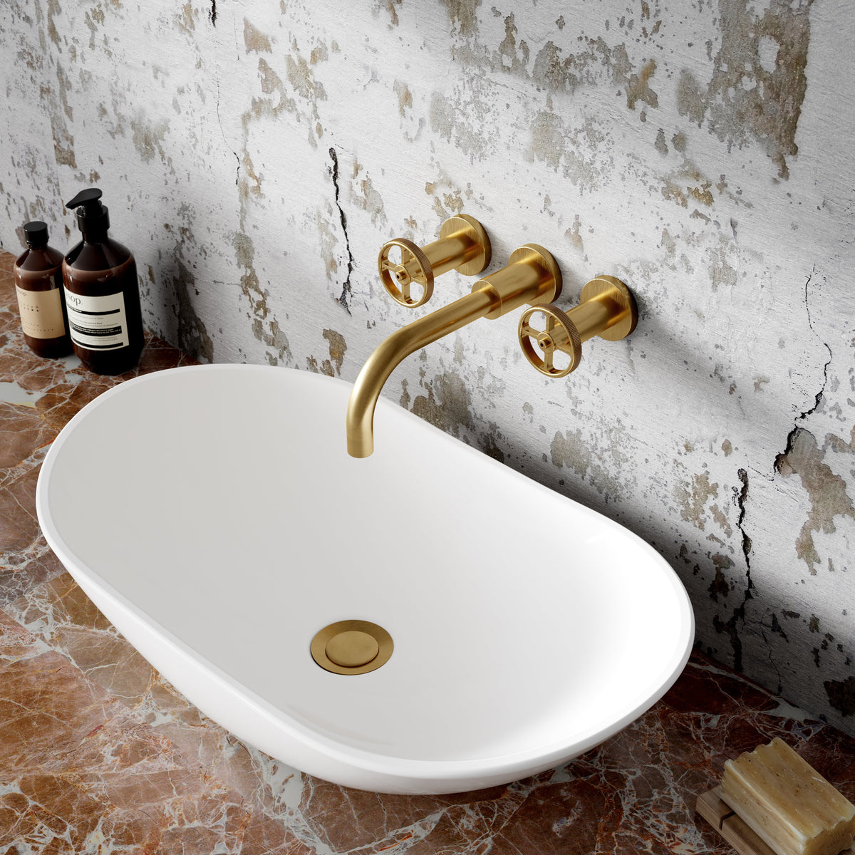 Revolve 3 Hole Wall Mounted Basin Mixer Tap