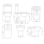 Clinton Close Coupled Toilet with Push Button Cistern & Seat - White