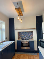 Triple Wooden Beam Chandelier | 3 Pendant Kitchen Island & Dining Lighting UK