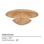 Troy Draco 22 in. 3-Light Semi-Flush Mount, Bronze Leaf with Natural Woven Shade