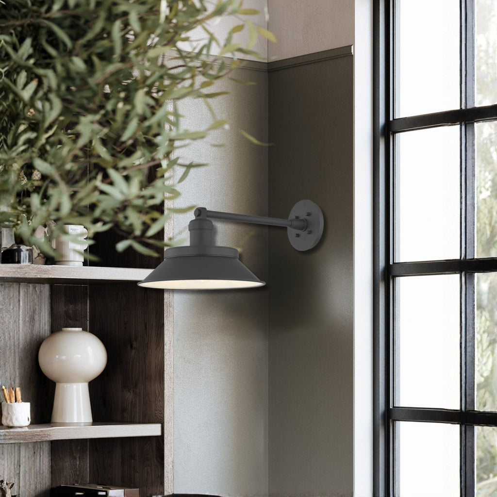 Kaspars 9.75in Wall Sconce, Texture Black & Soft Black with Metal Shade