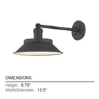 Kaspars 9.75in Wall Sconce, Texture Black & Soft Black with Metal Shade
