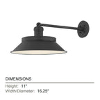 Kaspars 11 in. Wall Sconce, Texture Black & Soft Black with Metal Shade