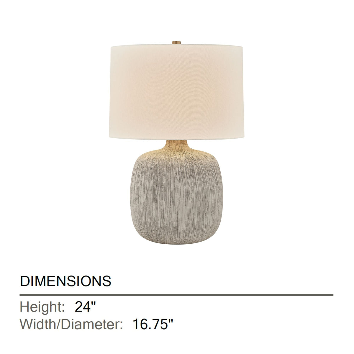 Keagan 24 in. Table Lamp, Patina Brass with Ceramic Stria Wheat & Off-White Linen Shade