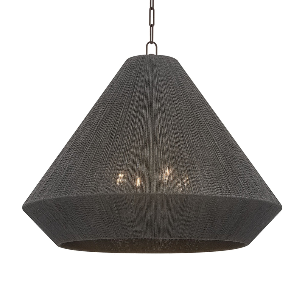 Keats 24.75 in. 4-Light Pendant, Bronze with Natural Woven Shade