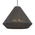 Keats 24.75 in. 4-Light Pendant, Bronze with Natural Woven Shade