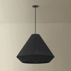 Keats 24.75 in. 4-Light Pendant, Bronze with Natural Woven Shade