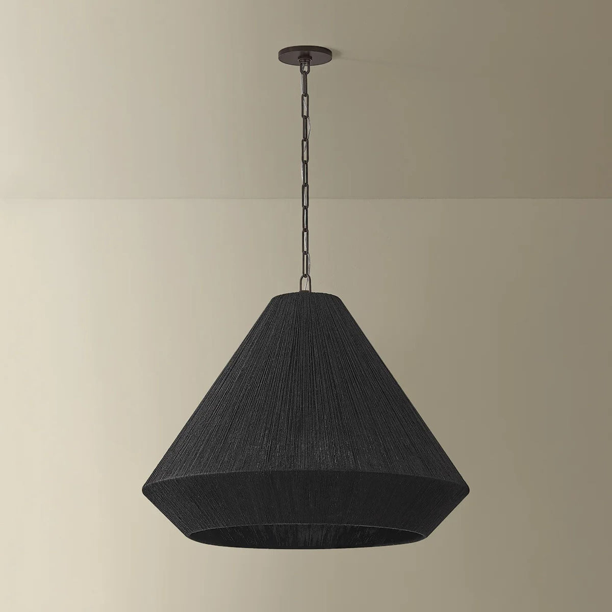 Keats 24.75 in. 4-Light Pendant, Bronze with Natural Woven Shade