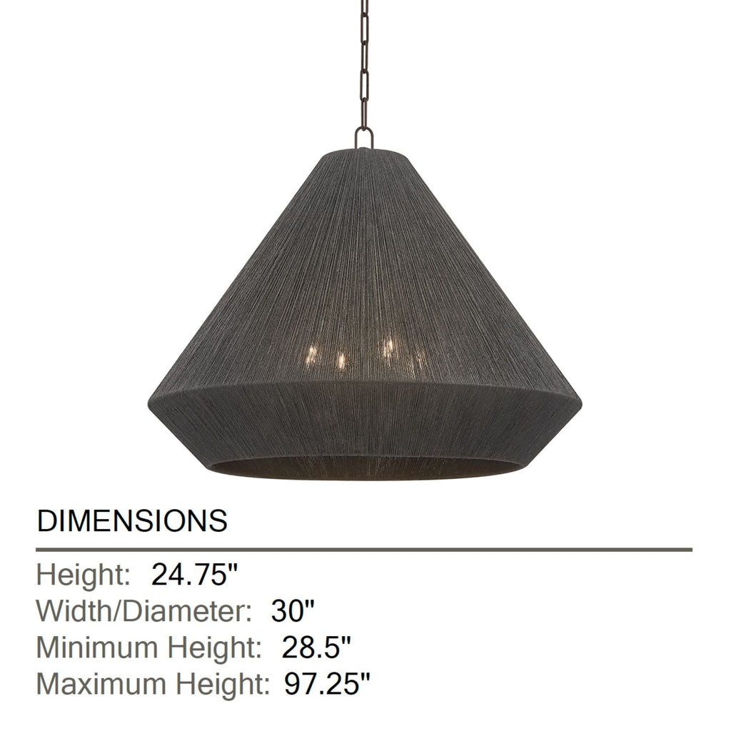 Keats 24.75 in. 4-Light Pendant, Bronze with Natural Woven Shade