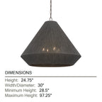 Keats 24.75 in. 4-Light Pendant, Bronze with Natural Woven Shade