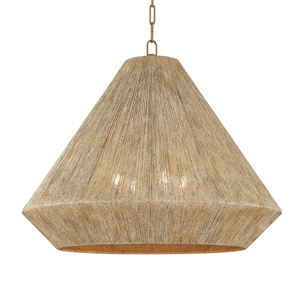 Keats 30 in. 4-Light Pendant, Patina Brass with Fabric Shade