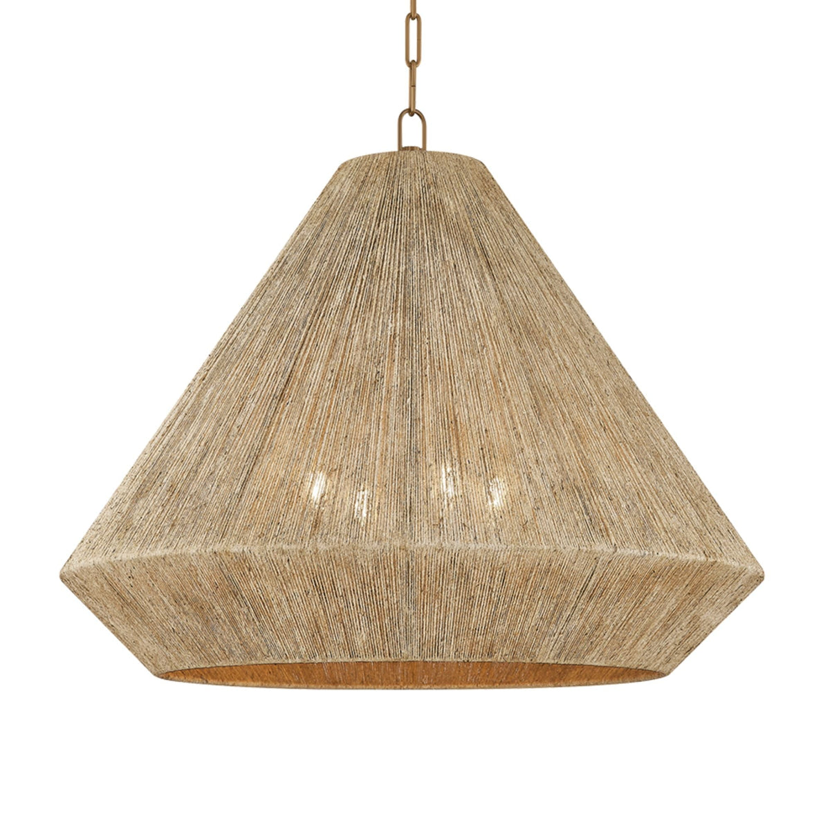 Keats 30 in. 4-Light Pendant, Patina Brass with Fabric Shade
