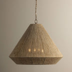 Keats 30 in. 4-Light Pendant, Patina Brass with Fabric Shade