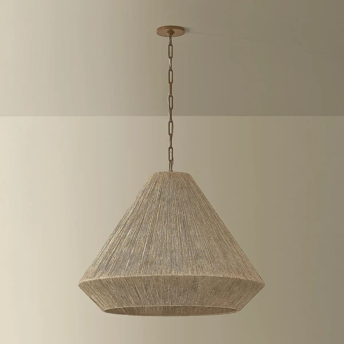 Keats 30 in. 4-Light Pendant, Patina Brass with Fabric Shade