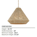 Keats 30 in. 4-Light Pendant, Patina Brass with Fabric Shade