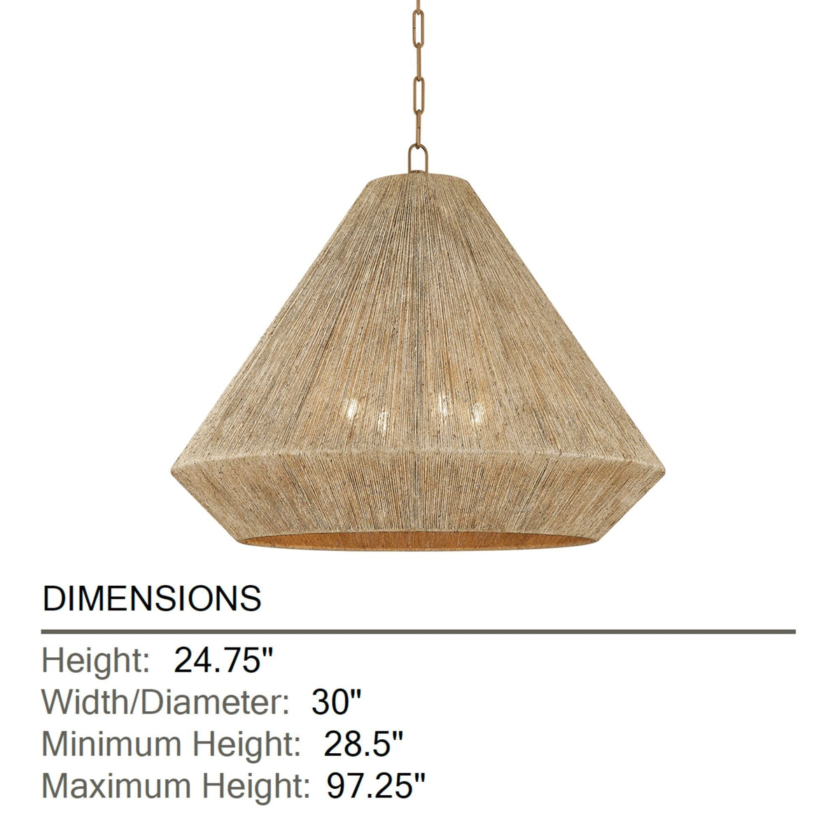 Keats 30 in. 4-Light Pendant, Patina Brass with Fabric Shade
