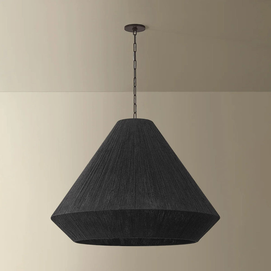 Keats 31.5 in. 5-Light Pendant, Bronze with Natural Woven Shade