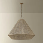 Keats 31.5 in. 5-Light Pendant, Patina Brass with Natural Woven Shade