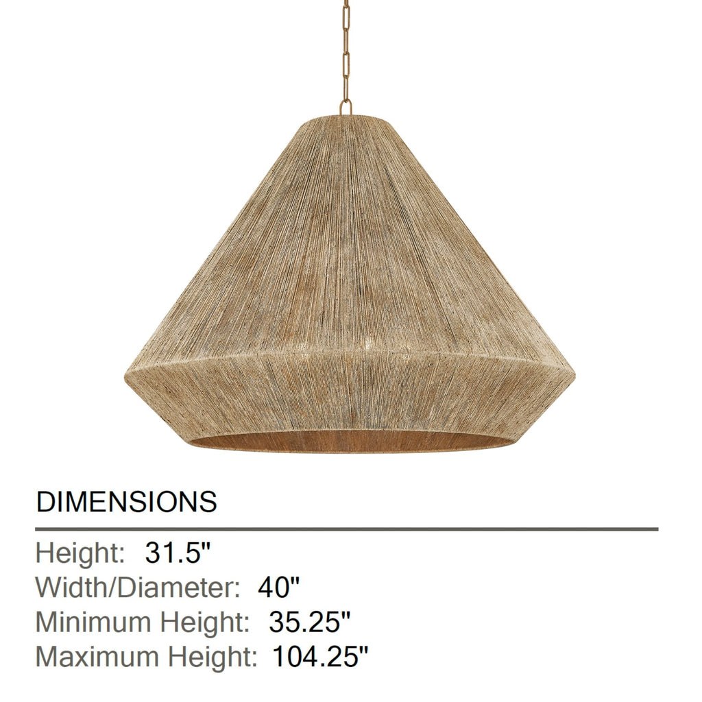 Keats 31.5 in. 5-Light Pendant, Patina Brass with Natural Woven Shade