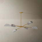 Ken 60 in. 6-Light Chandelier, Vintage Gold Leaf with Natural Woven Coconut Fiber Shades