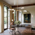 Ken 60 in. 6-Light Chandelier, Vintage Gold Leaf with Natural Woven Coconut Fiber Shades