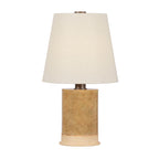 Kerwin 28 in. Table Lamp, Bronze Leaf with Ceramic Caramel Bisque & Natural Linen Shade