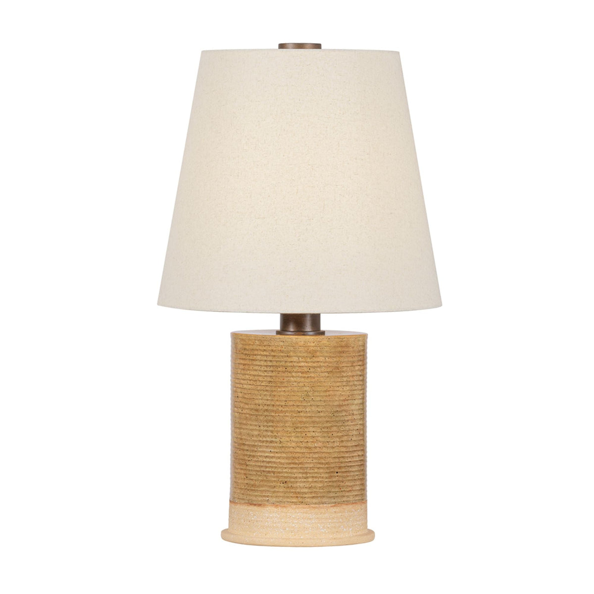 Kerwin 28 in. Table Lamp, Bronze Leaf with Ceramic Caramel Bisque & Natural Linen Shade