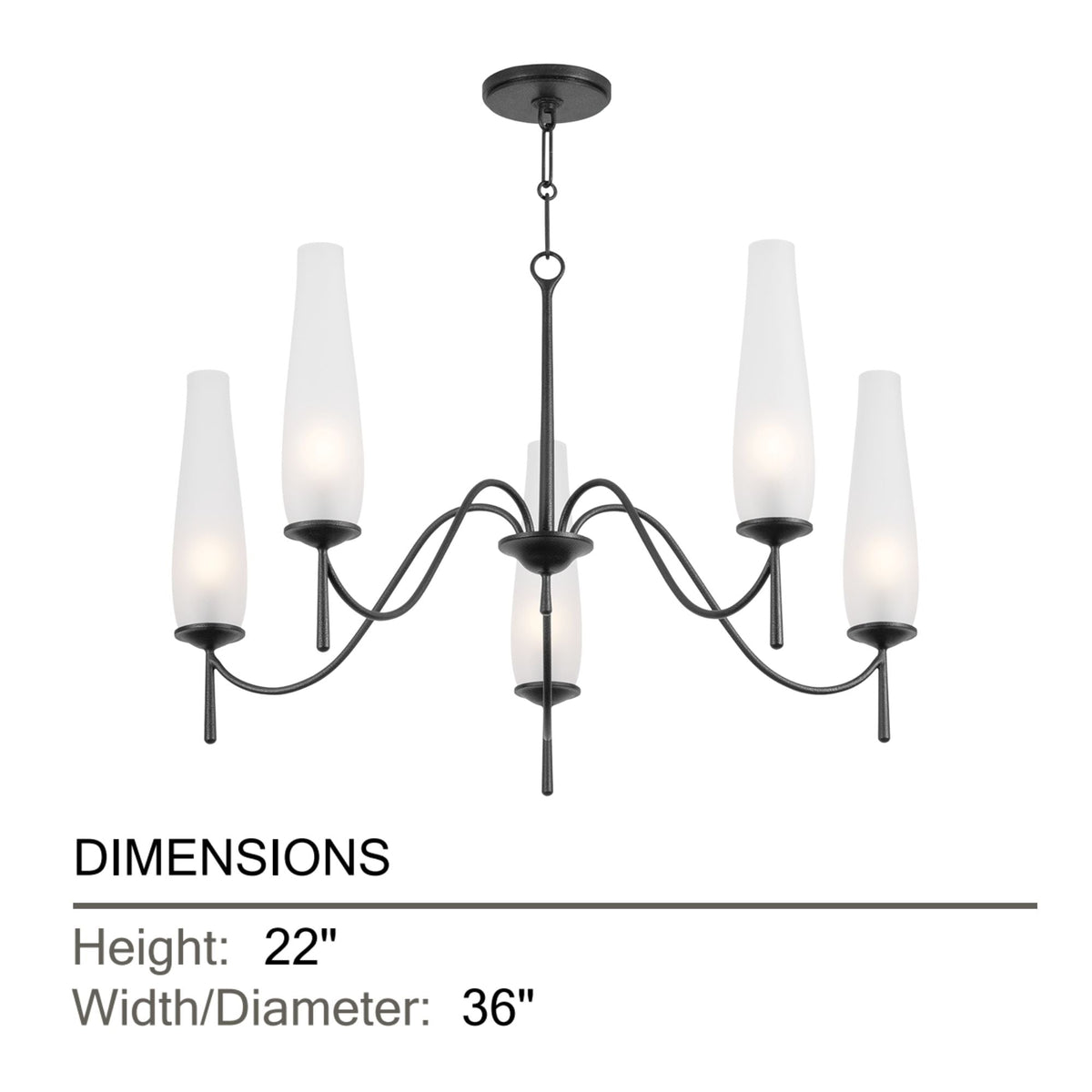 Troy Legacy 36 in. 5-Light Chandelier, Forged Iron