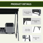 2 Person Porch Swing with Pivot Table, Cup Holder and Canopy, Black