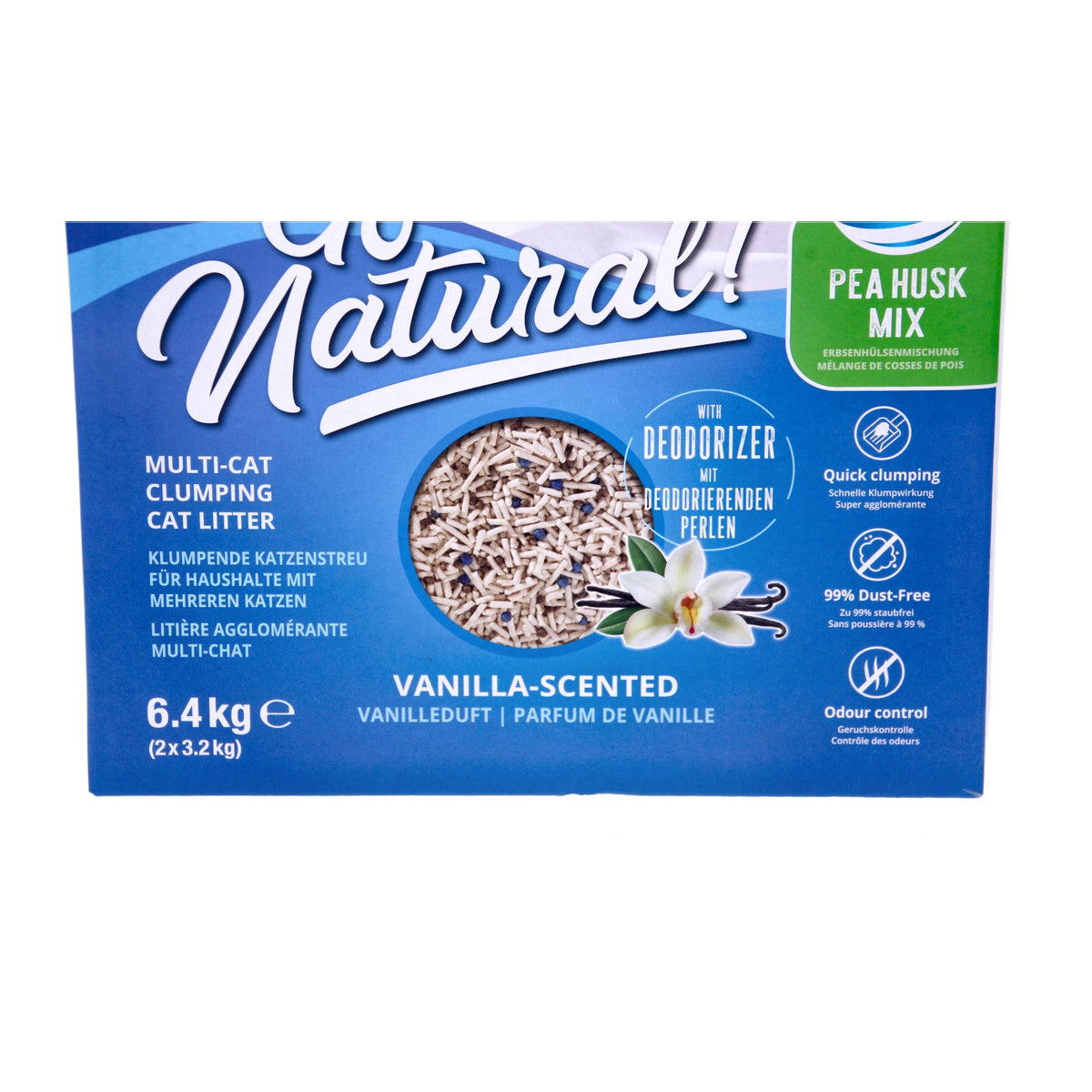 Catit Natural Cat Litter, Wood Pea Husk Eco Dust-Free Super Absorbent Vanilla 6.4kg