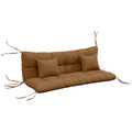 59" Tufted Bench Cushions, Seat Pad, Back Pillows, Outdoor Furniture, Tan